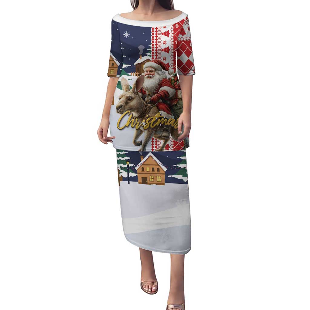 Kangaroo Australia Christmas Puletasi Xmas Pattern - Wonder Print Shop