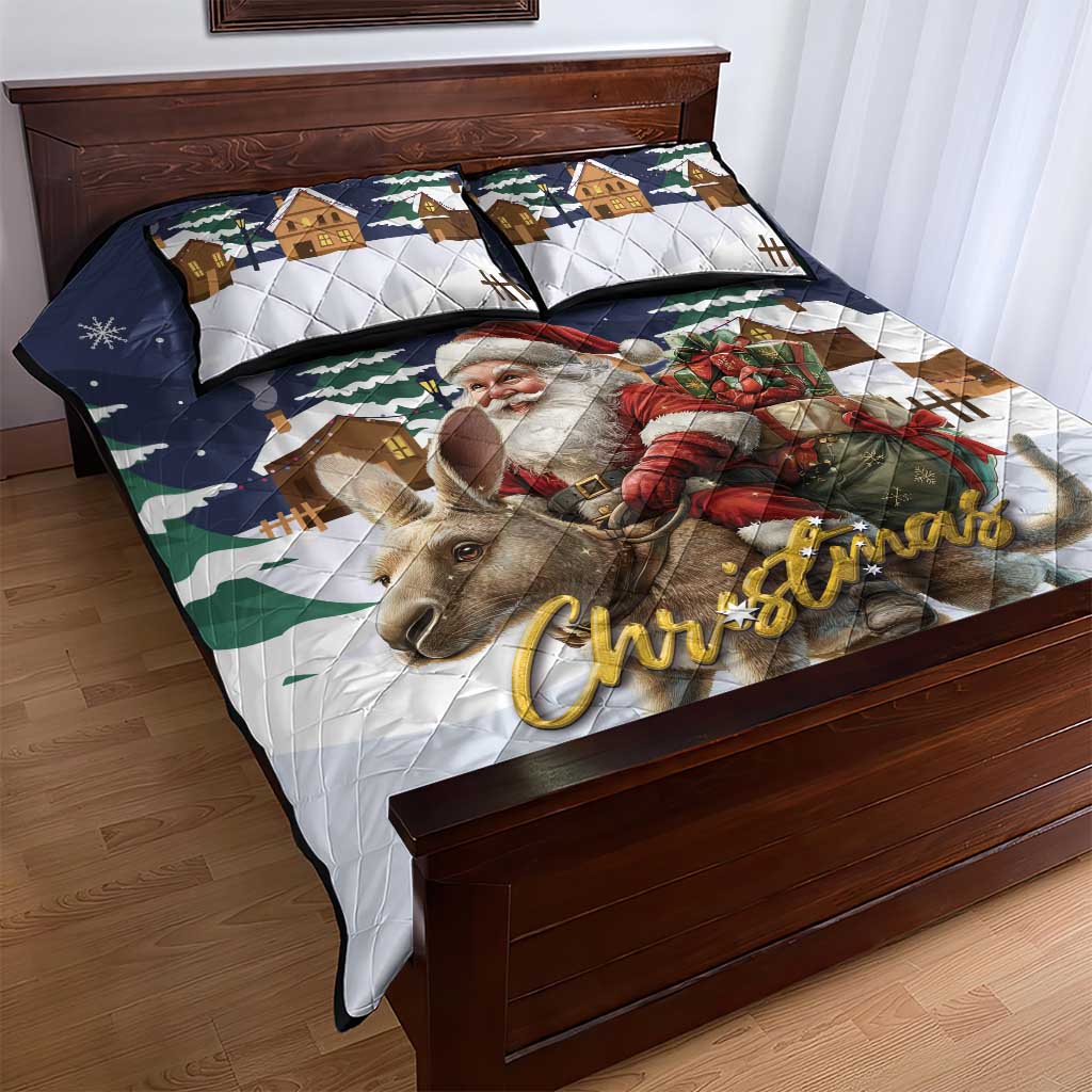 Kangaroo Australia Christmas Quilt Bed Set Xmas Pattern - Wonder Print Shop