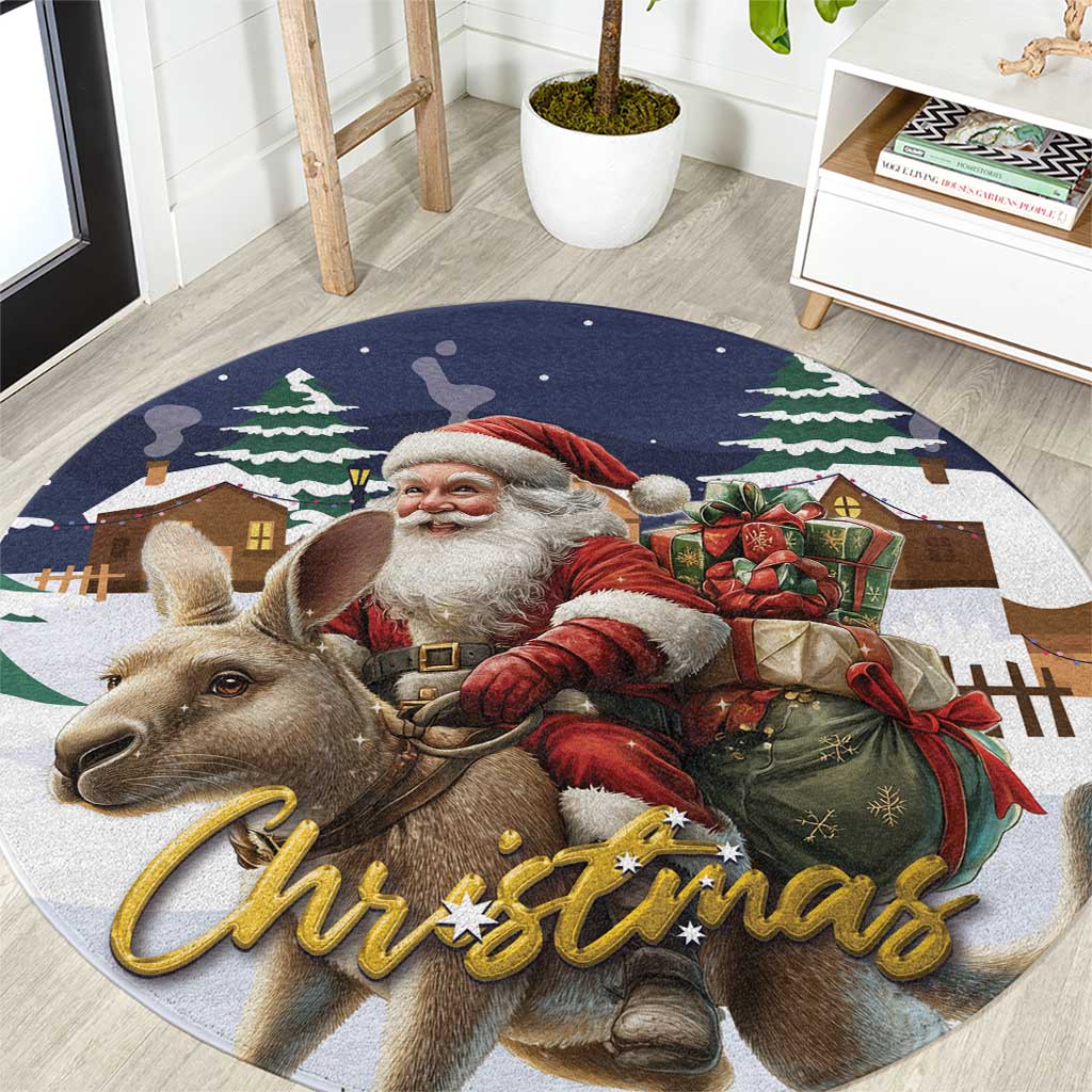 Kangaroo Australia Christmas Round Carpet Xmas Pattern