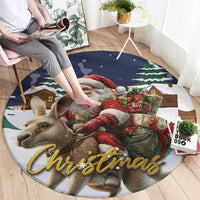Kangaroo Australia Christmas Round Carpet Xmas Pattern