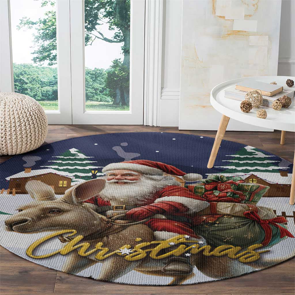 Kangaroo Australia Christmas Round Carpet Xmas Pattern