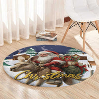 Kangaroo Australia Christmas Round Carpet Xmas Pattern