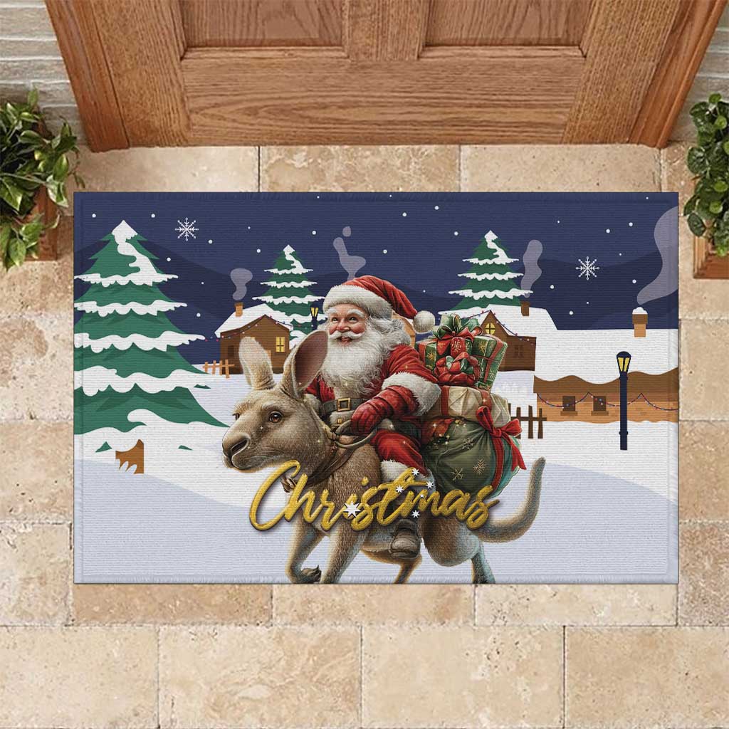 Kangaroo Australia Christmas Rubber Doormat Xmas Pattern - Wonder Print Shop
