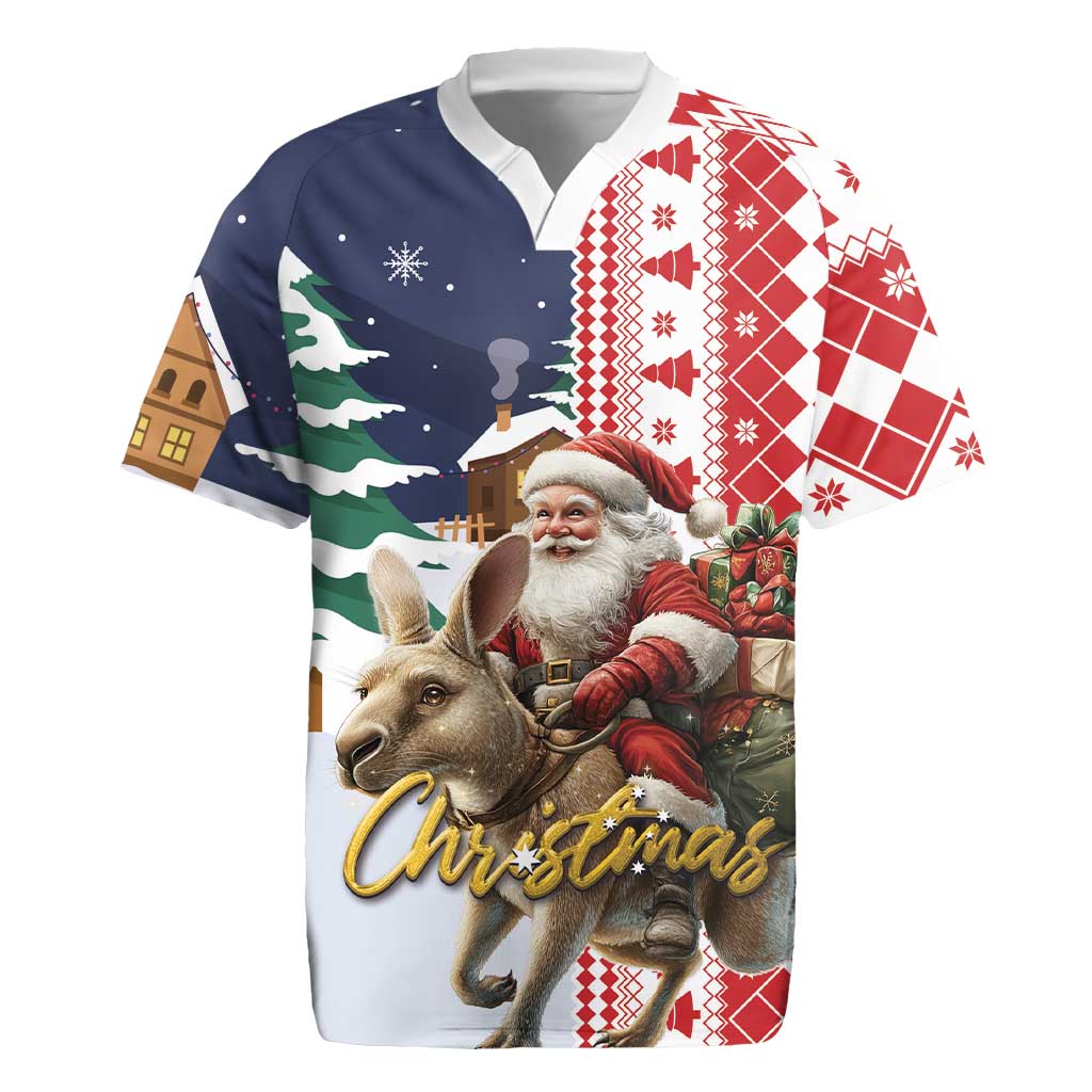 Kangaroo Australia Christmas Rugby Jersey Xmas Pattern - Wonder Print Shop