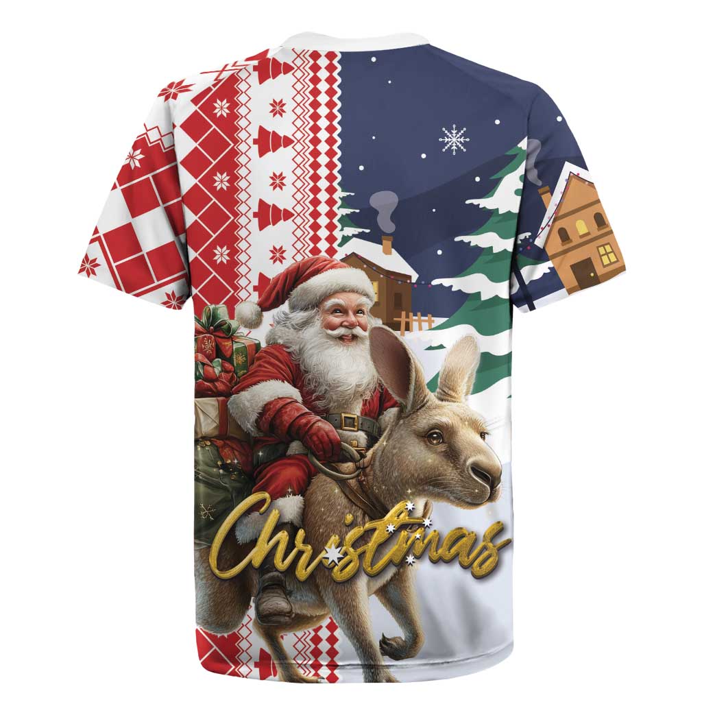 Kangaroo Australia Christmas Rugby Jersey Xmas Pattern - Wonder Print Shop