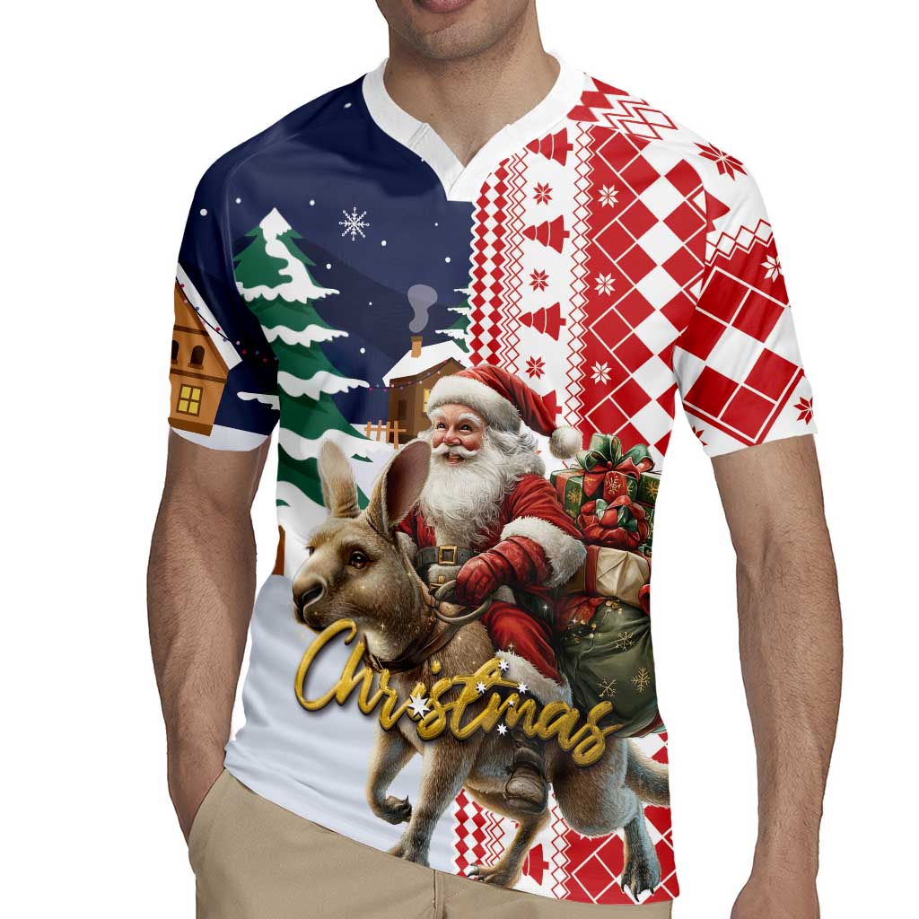 Kangaroo Australia Christmas Rugby Jersey Xmas Pattern - Wonder Print Shop