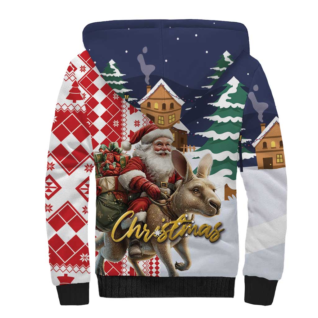 Kangaroo Australia Christmas Sherpa Hoodie Xmas Pattern - Wonder Print Shop