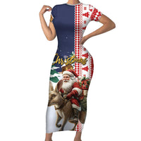 Kangaroo Australia Christmas Short Sleeve Bodycon Dress Xmas Pattern - Wonder Print Shop