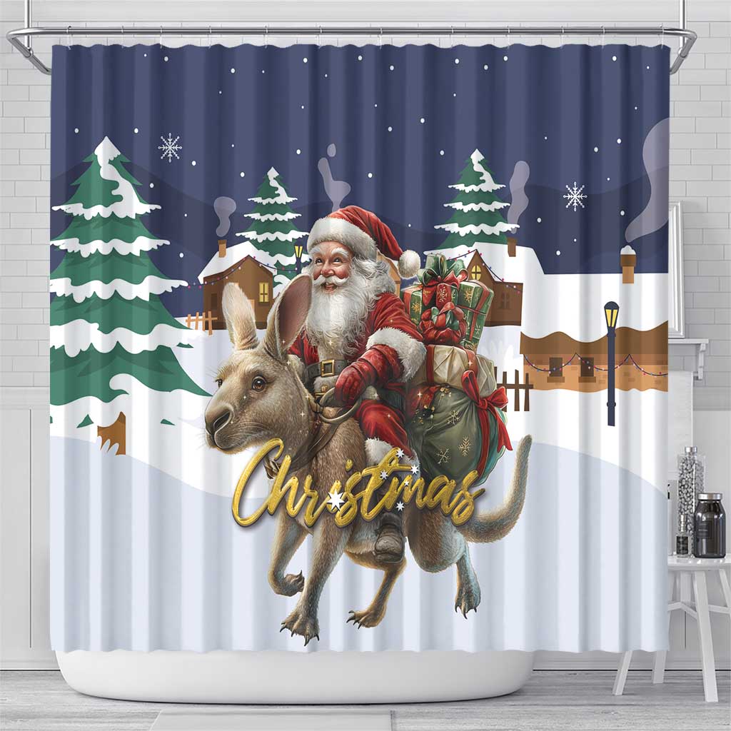 Kangaroo Australia Christmas Shower Curtain Xmas Pattern