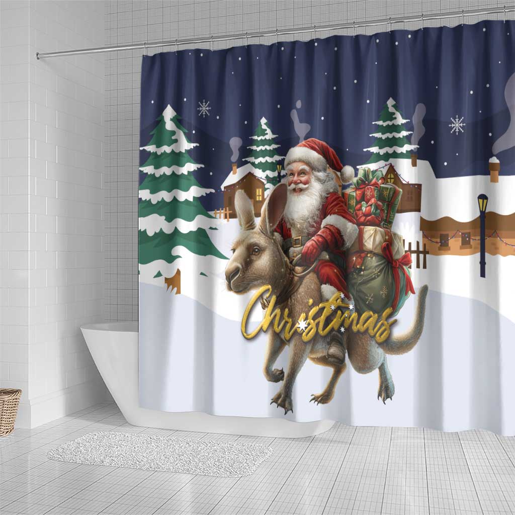 Kangaroo Australia Christmas Shower Curtain Xmas Pattern