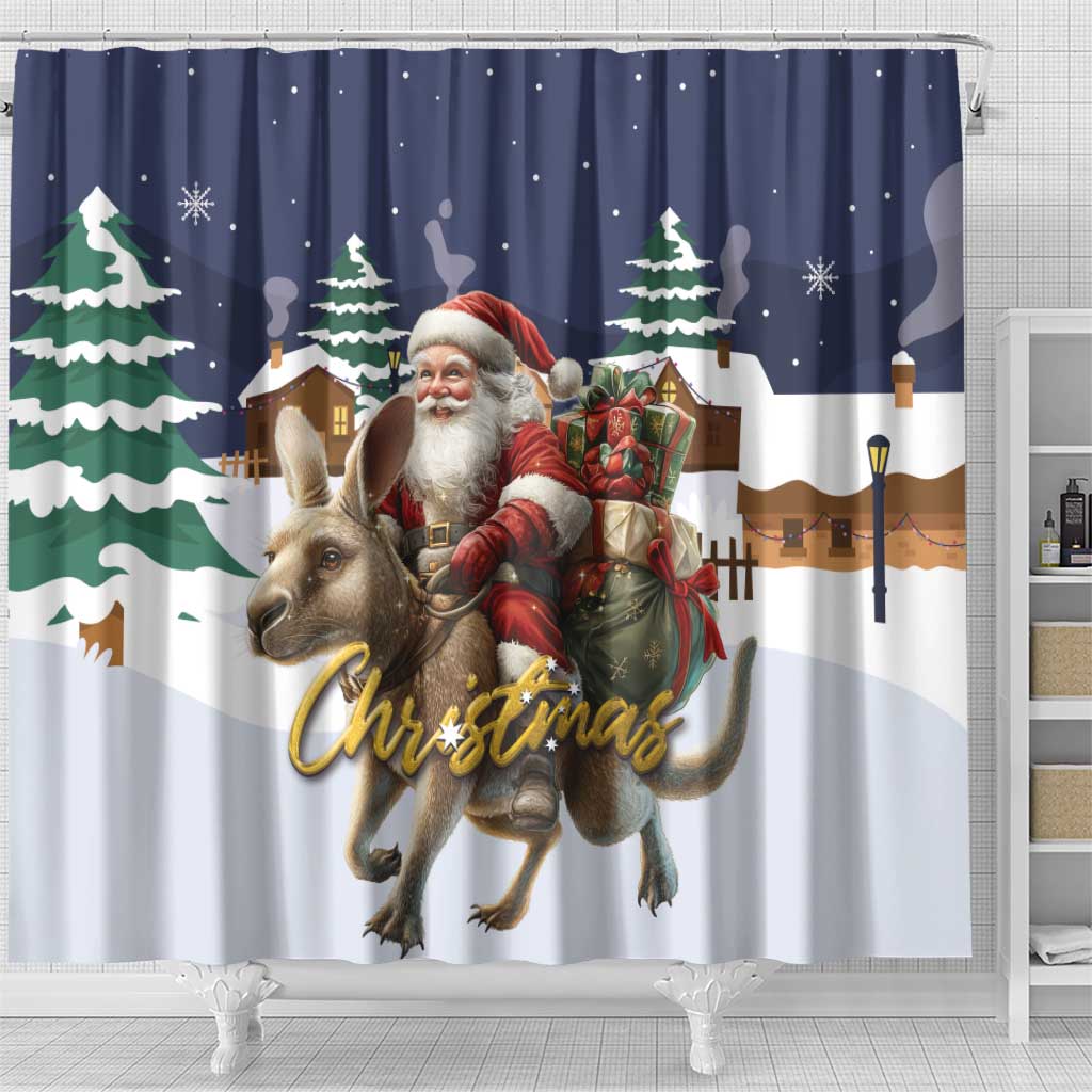 Kangaroo Australia Christmas Shower Curtain Xmas Pattern