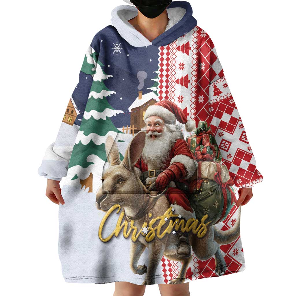 Kangaroo Australia Christmas Wearable Blanket Hoodie Xmas Pattern - Wonder Print Shop