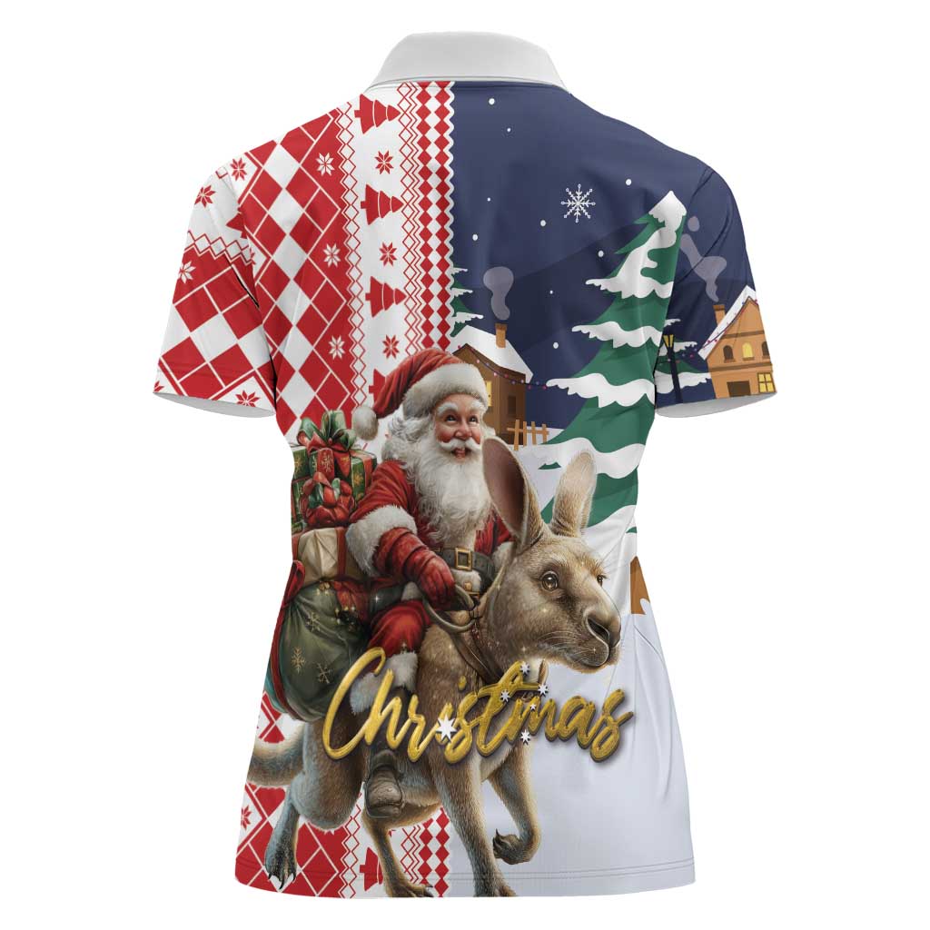 Kangaroo Australia Christmas Women Polo Shirt Xmas Pattern - Wonder Print Shop