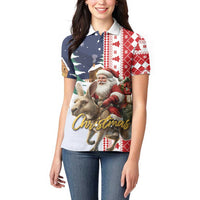 Kangaroo Australia Christmas Women Polo Shirt Xmas Pattern - Wonder Print Shop