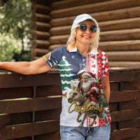 Kangaroo Australia Christmas Women Polo Shirt Xmas Pattern - Wonder Print Shop