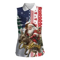 Kangaroo Australia Christmas Women Sleeveless Polo Shirt Xmas Pattern - Wonder Print Shop