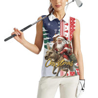 Kangaroo Australia Christmas Women Sleeveless Polo Shirt Xmas Pattern - Wonder Print Shop