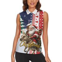 Kangaroo Australia Christmas Women Sleeveless Polo Shirt Xmas Pattern - Wonder Print Shop
