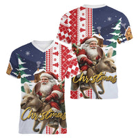 Kangaroo Australia Christmas Women V-Neck T-Shirt Xmas Pattern - Wonder Print Shop