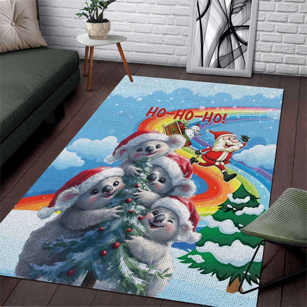 Australia Koala Christmas Area Rug Santa Claus Ho Ho Ho - Wonder Print Shop