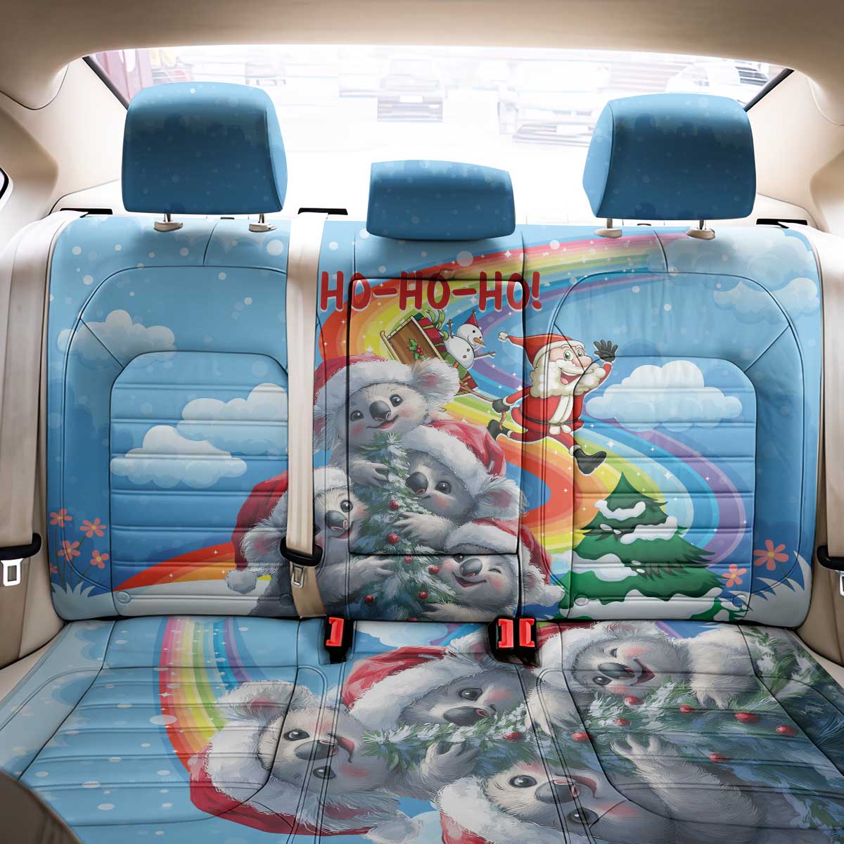 Australia Koala Christmas Back Car Seat Cover Santa Claus Ho Ho Ho - Wonder Print Shop