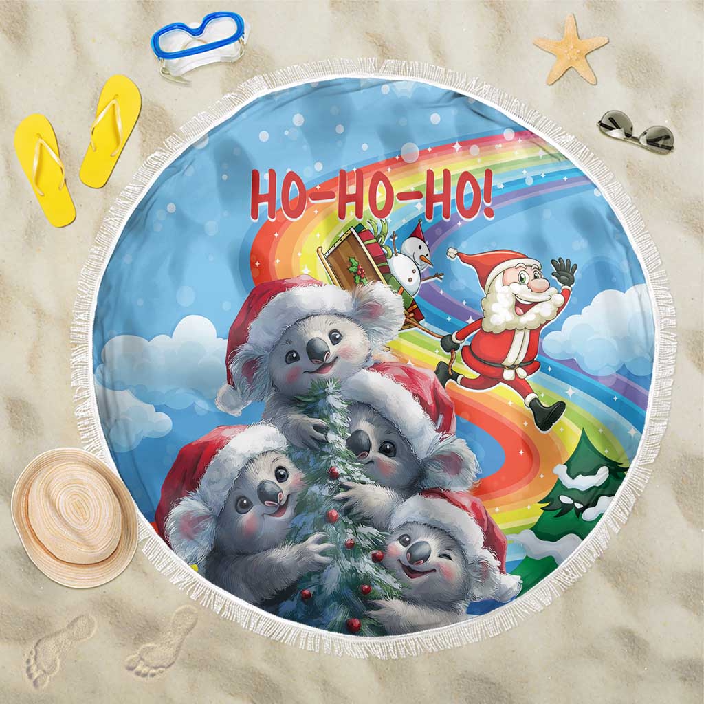 Australia Koala Christmas Beach Blanket Santa Claus Ho Ho Ho - Wonder Print Shop