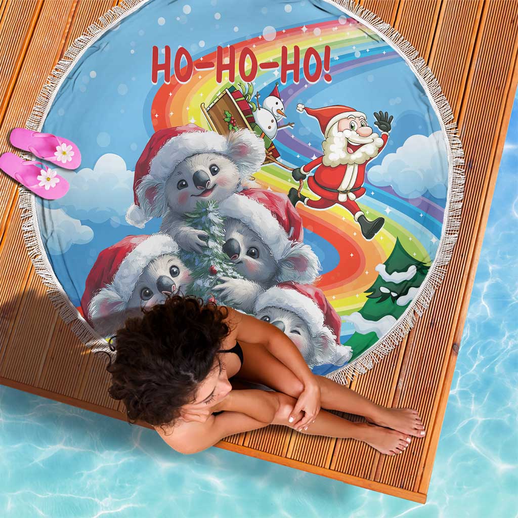 Australia Koala Christmas Beach Blanket Santa Claus Ho Ho Ho - Wonder Print Shop