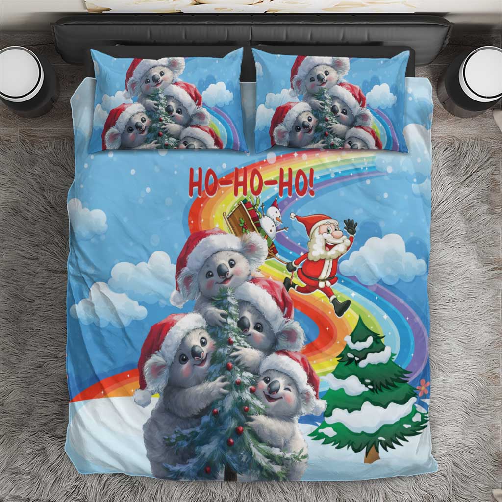 Australia Koala Christmas Bedding Set Santa Claus Ho Ho Ho - Wonder Print Shop