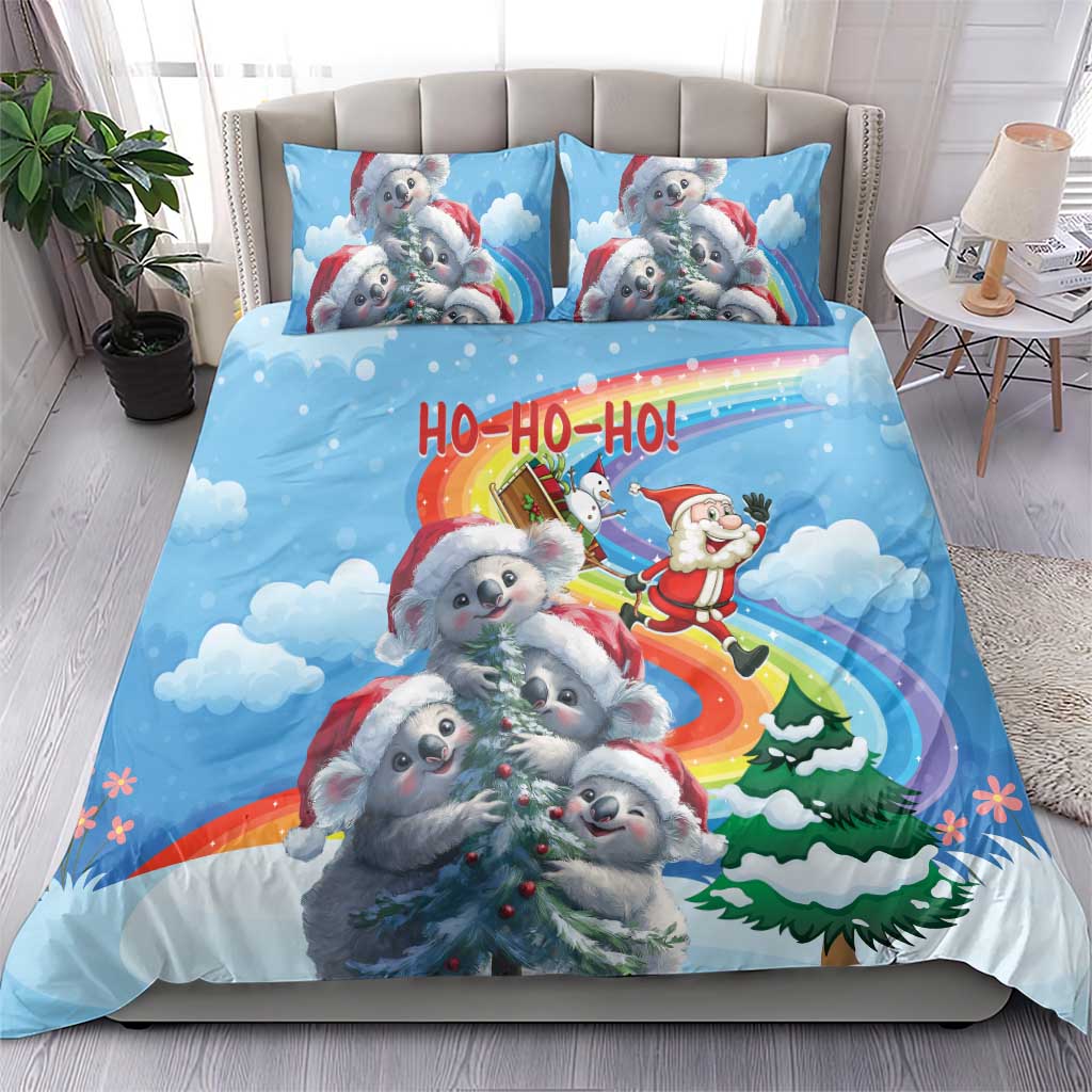 Australia Koala Christmas Bedding Set Santa Claus Ho Ho Ho - Wonder Print Shop