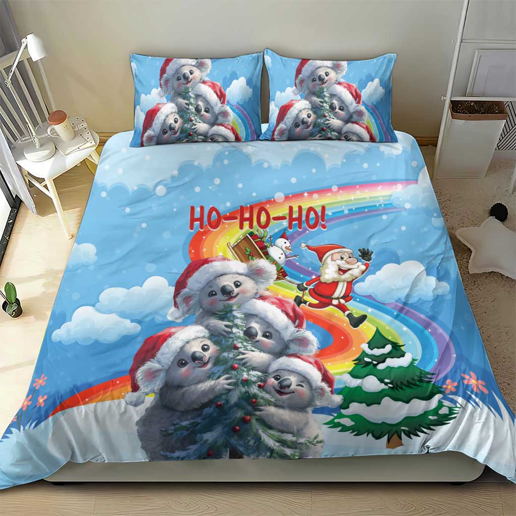 Australia Koala Christmas Bedding Set Santa Claus Ho Ho Ho - Wonder Print Shop