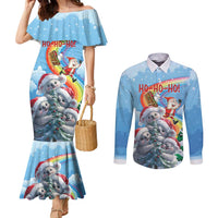 Personalised Australia Koala Christmas Couples Matching Mermaid Dress and Long Sleeve Button Shirt Santa Claus Ho Ho Ho