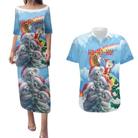 Personalised Australia Koala Christmas Couples Matching Puletasi and Hawaiian Shirt Santa Claus Ho Ho Ho - Wonder Print Shop