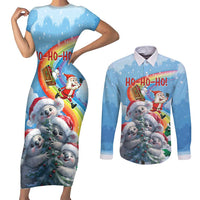 Personalised Australia Koala Christmas Couples Matching Short Sleeve Bodycon Dress and Long Sleeve Button Shirt Santa Claus Ho Ho Ho - Wonder Print Shop