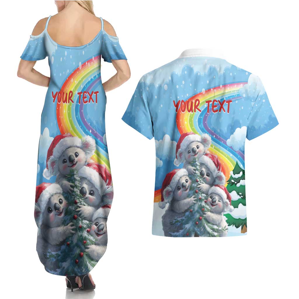 Personalised Australia Koala Christmas Couples Matching Summer Maxi Dress and Hawaiian Shirt Santa Claus Ho Ho Ho - Wonder Print Shop