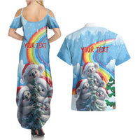 Personalised Australia Koala Christmas Couples Matching Summer Maxi Dress and Hawaiian Shirt Santa Claus Ho Ho Ho - Wonder Print Shop