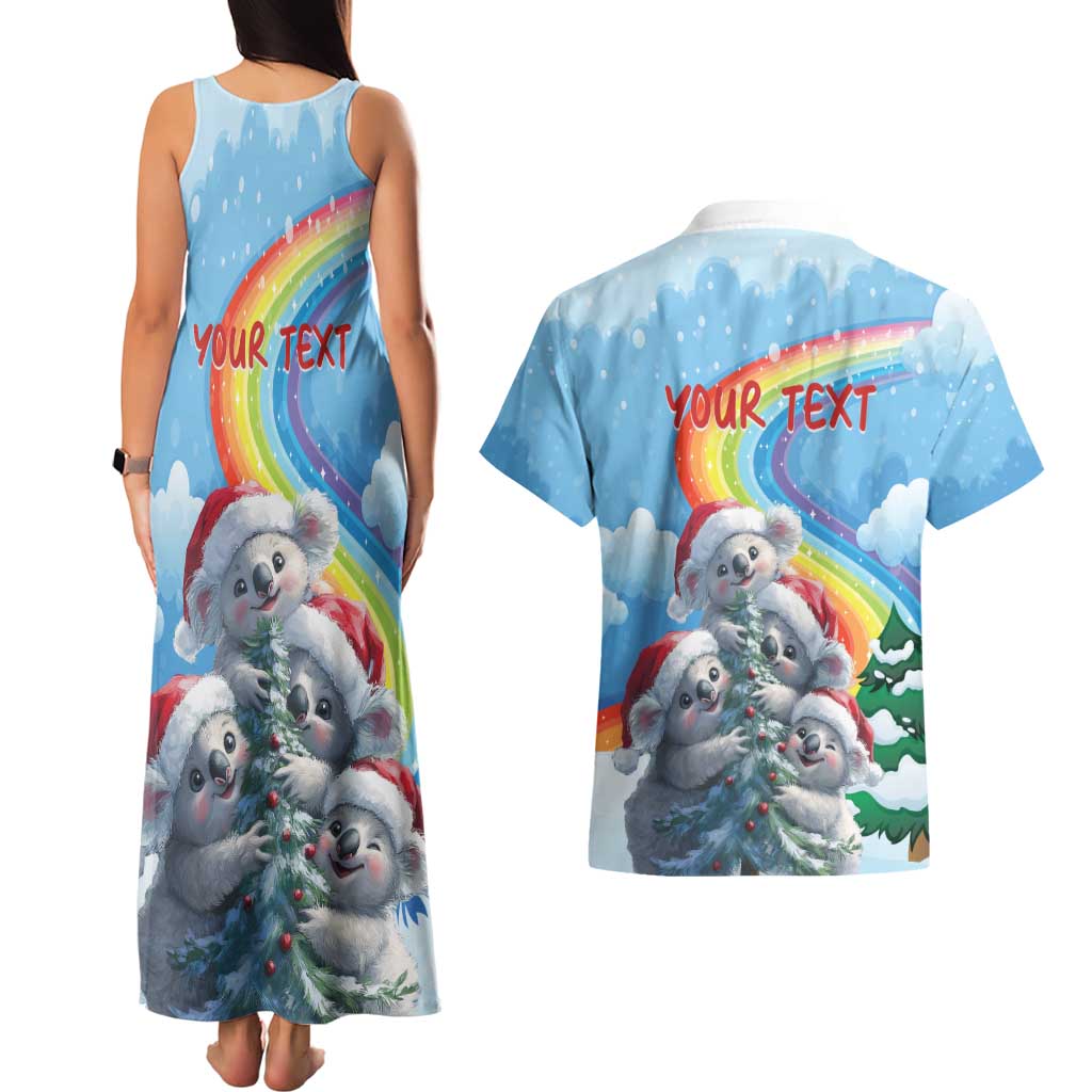 Personalised Australia Koala Christmas Couples Matching Tank Maxi Dress and Hawaiian Shirt Santa Claus Ho Ho Ho - Wonder Print Shop