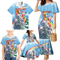 Personalised Australia Koala Christmas Family Matching Mermaid Dress and Hawaiian Shirt Santa Claus Ho Ho Ho - Wonder Print Shop