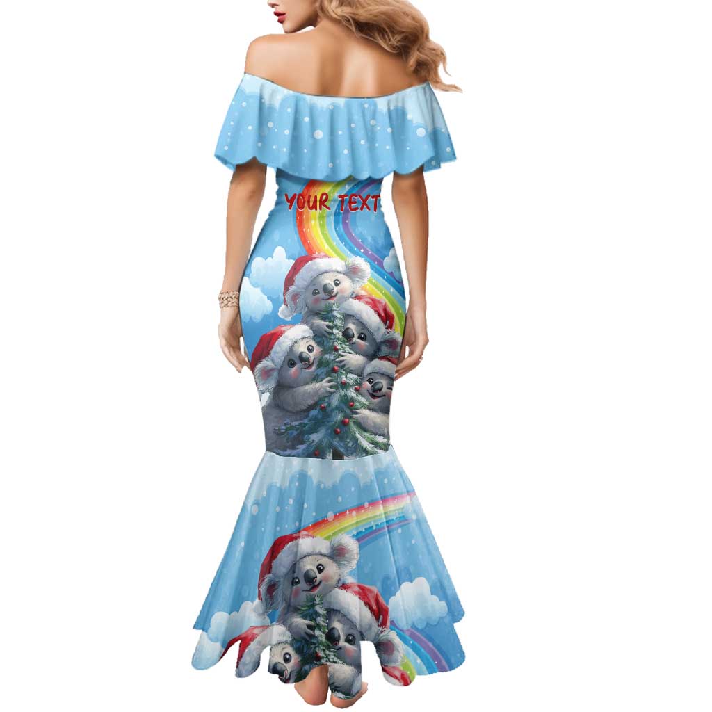 Personalised Australia Koala Christmas Family Matching Mermaid Dress and Hawaiian Shirt Santa Claus Ho Ho Ho - Wonder Print Shop