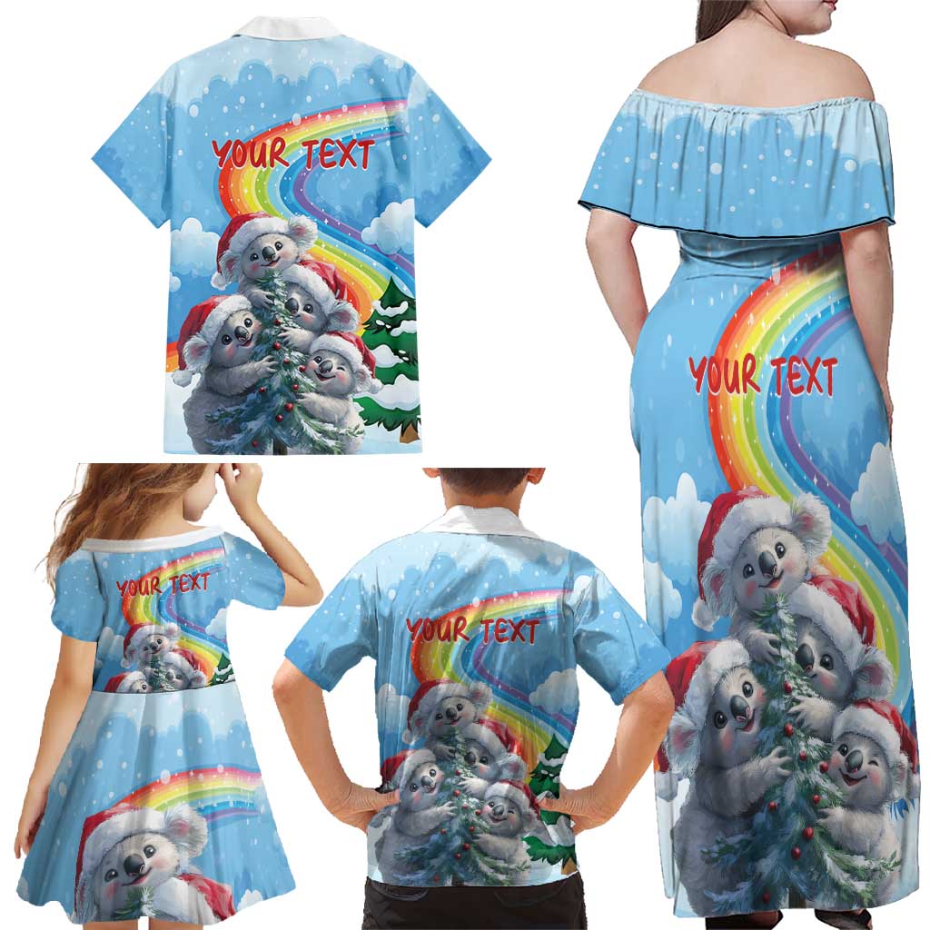 Personalised Australia Koala Christmas Family Matching Off Shoulder Maxi Dress and Hawaiian Shirt Santa Claus Ho Ho Ho - Wonder Print Shop