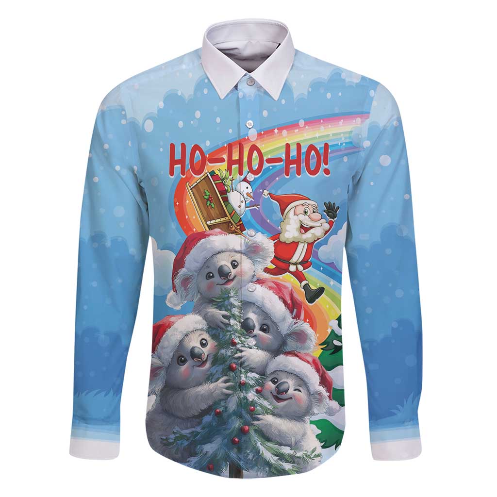 Personalised Australia Koala Christmas Family Matching Off Shoulder Maxi Dress and Hawaiian Shirt Santa Claus Ho Ho Ho - Wonder Print Shop