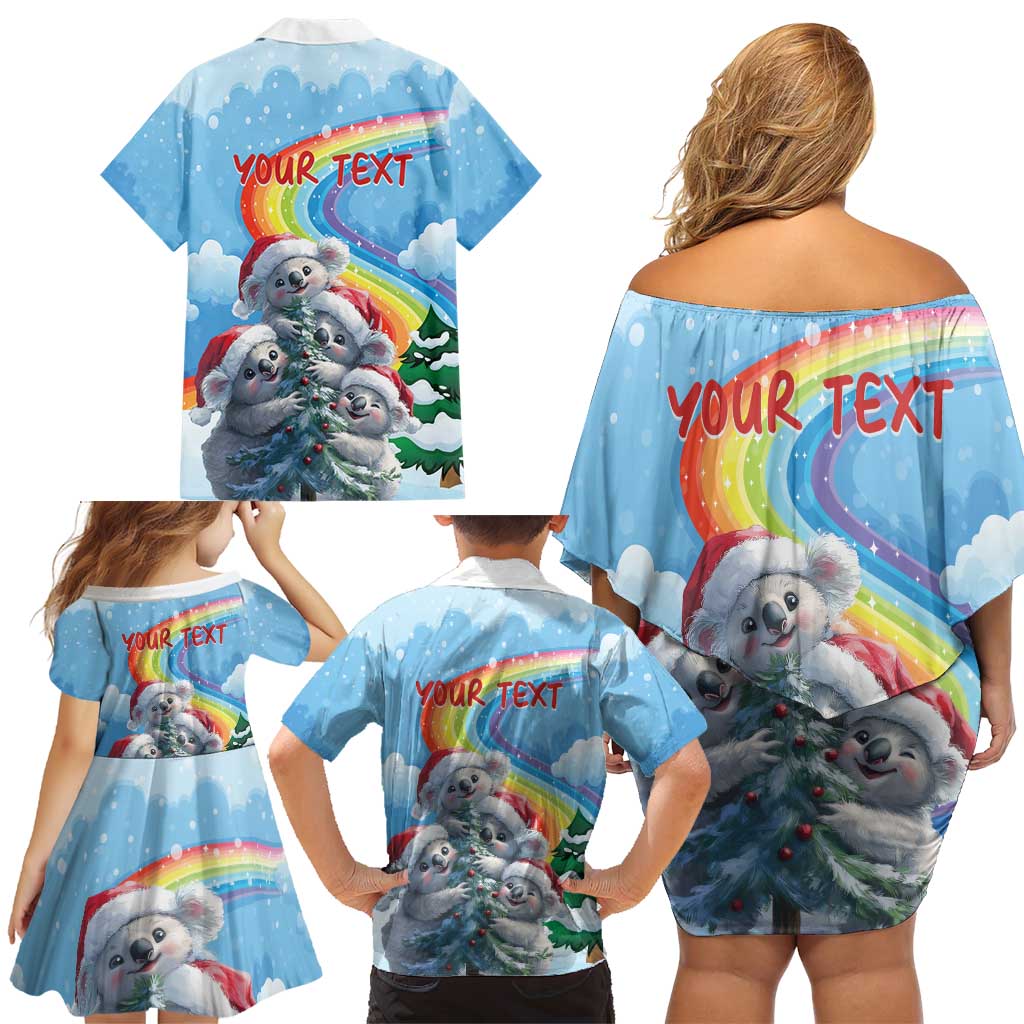 Personalised Australia Koala Christmas Family Matching Off Shoulder Short Dress and Hawaiian Shirt Santa Claus Ho Ho Ho - Wonder Print Shop