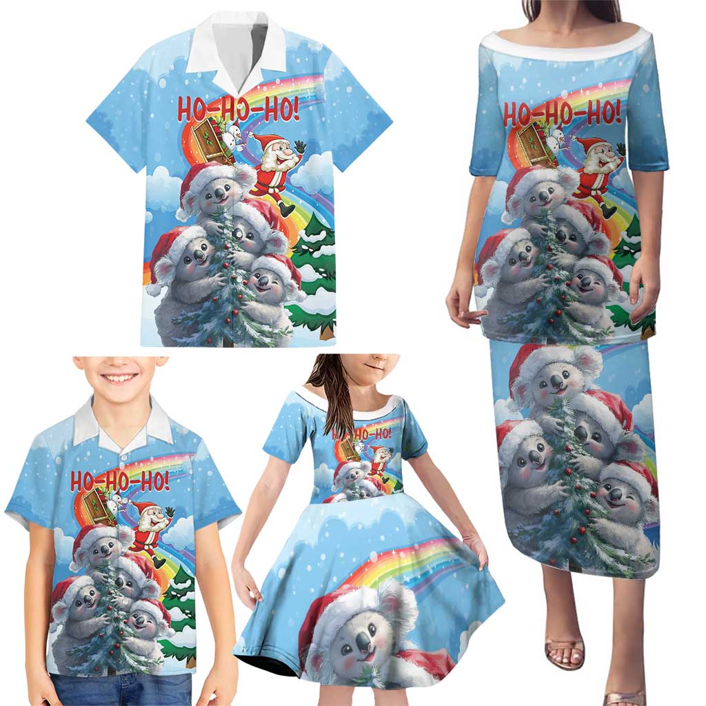 Personalised Australia Koala Christmas Family Matching Puletasi and Hawaiian Shirt Santa Claus Ho Ho Ho - Wonder Print Shop