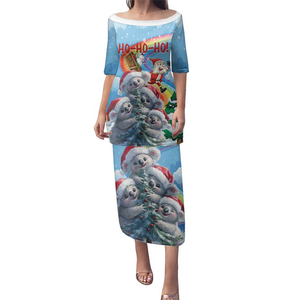 Personalised Australia Koala Christmas Family Matching Puletasi and Hawaiian Shirt Santa Claus Ho Ho Ho - Wonder Print Shop