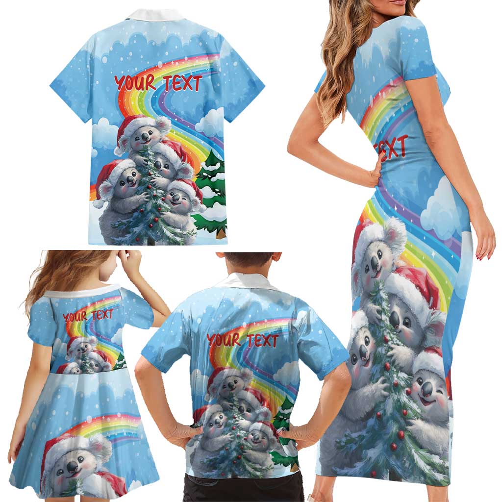 Personalised Australia Koala Christmas Family Matching Short Sleeve Bodycon Dress and Hawaiian Shirt Santa Claus Ho Ho Ho - Wonder Print Shop