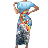 Personalised Australia Koala Christmas Family Matching Short Sleeve Bodycon Dress and Hawaiian Shirt Santa Claus Ho Ho Ho - Wonder Print Shop