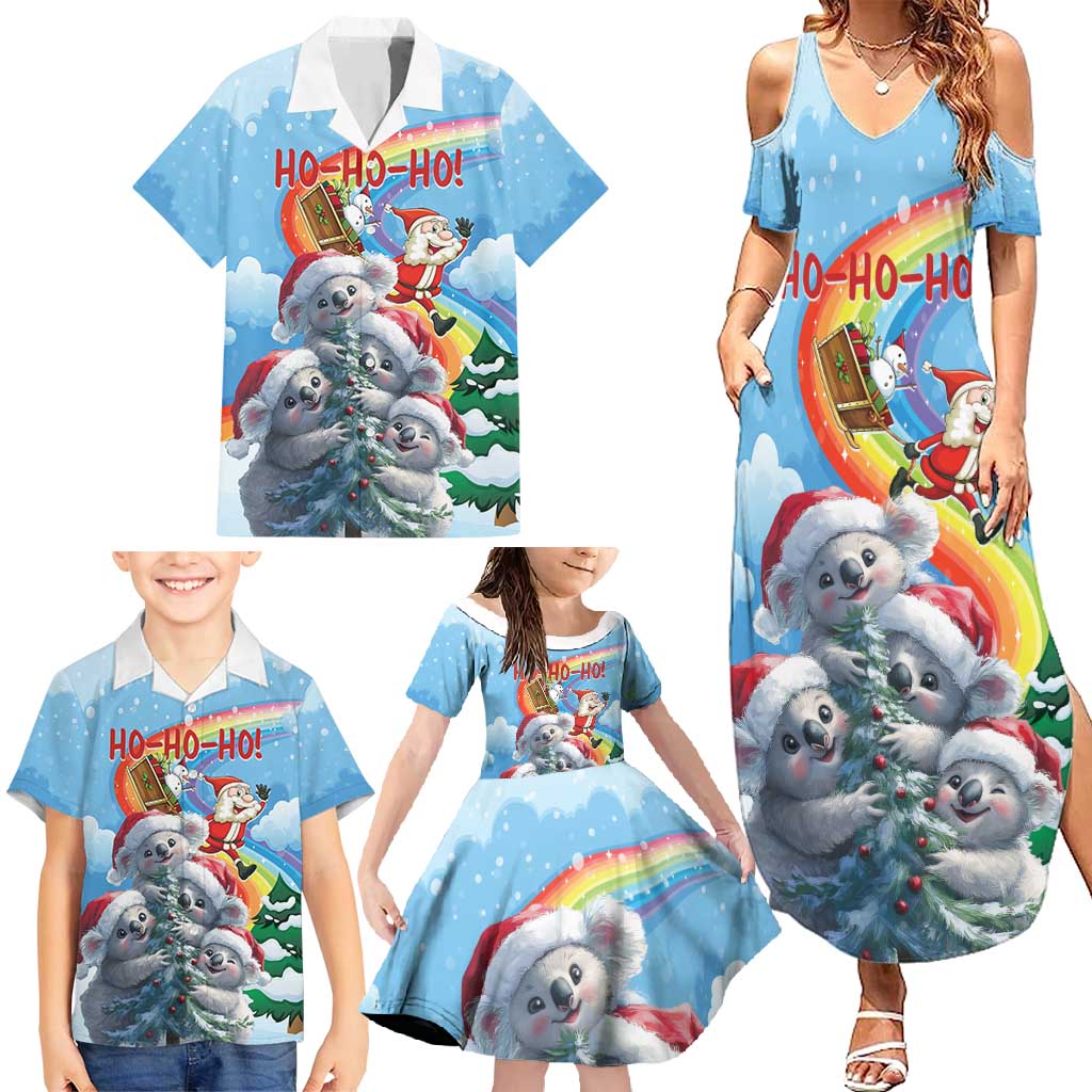 Personalised Australia Koala Christmas Family Matching Summer Maxi Dress and Hawaiian Shirt Santa Claus Ho Ho Ho - Wonder Print Shop