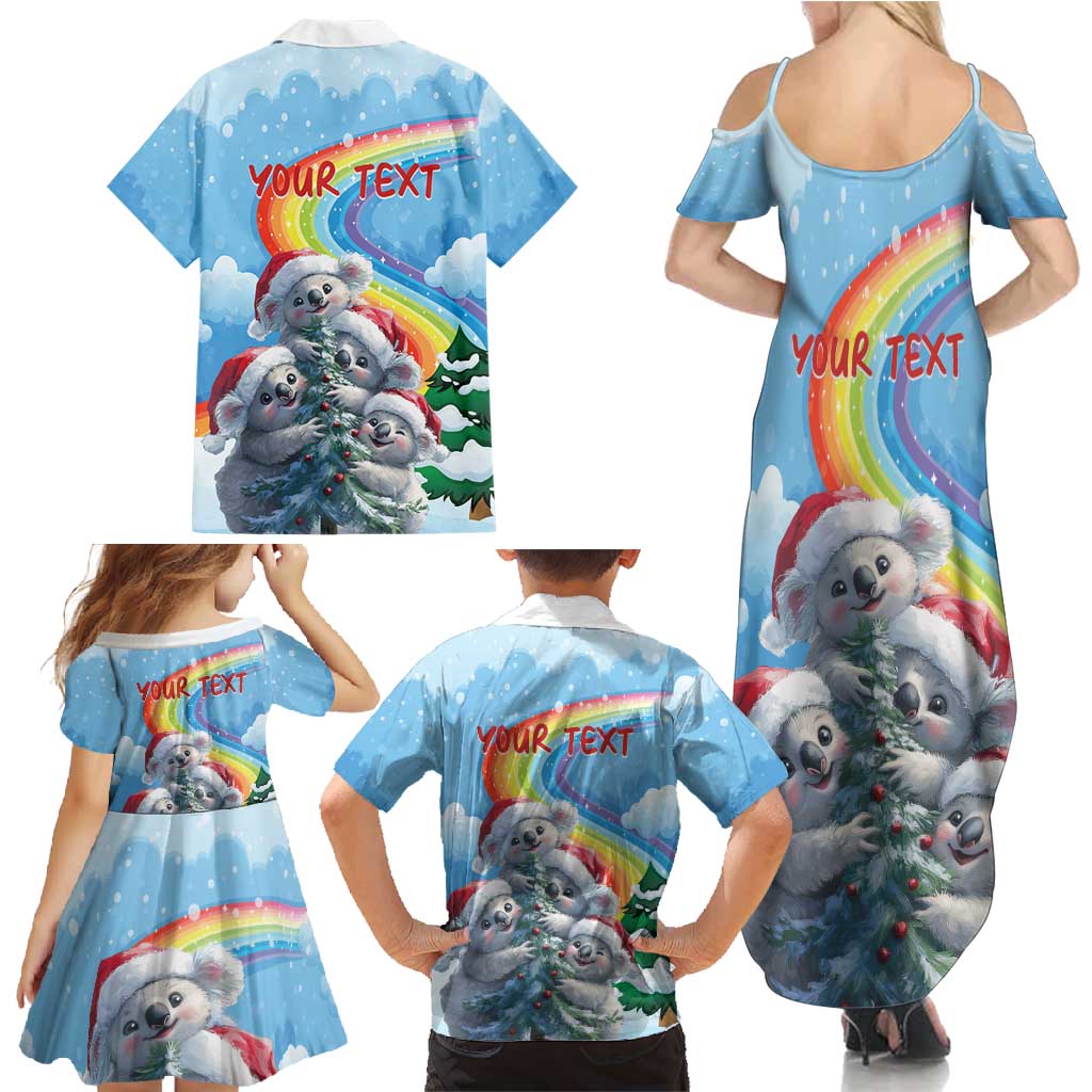 Personalised Australia Koala Christmas Family Matching Summer Maxi Dress and Hawaiian Shirt Santa Claus Ho Ho Ho - Wonder Print Shop