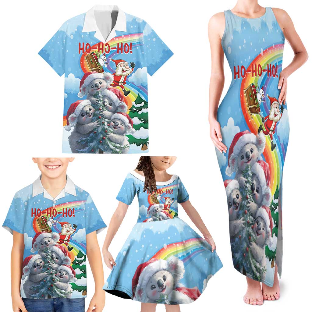 Personalised Australia Koala Christmas Family Matching Tank Maxi Dress and Hawaiian Shirt Santa Claus Ho Ho Ho - Wonder Print Shop