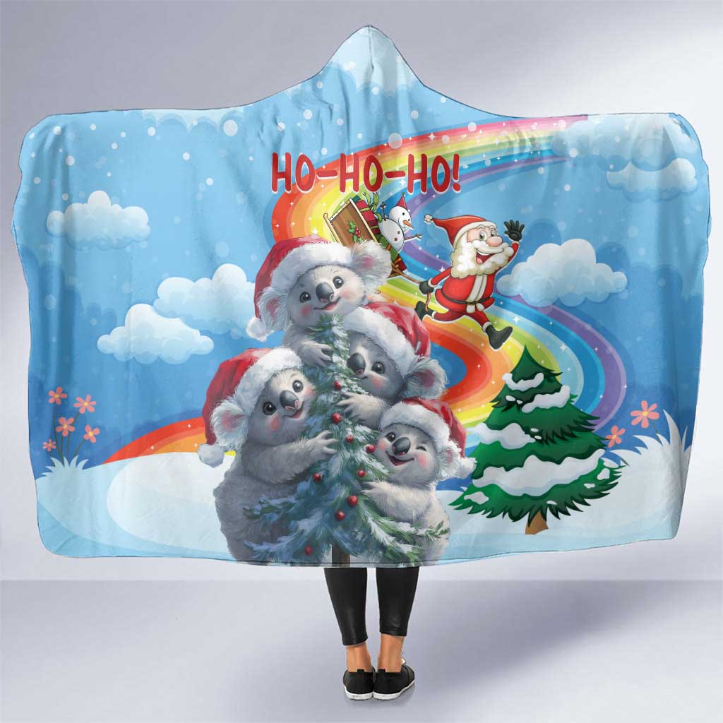 Australia Koala Christmas Hooded Blanket Santa Claus Ho Ho Ho