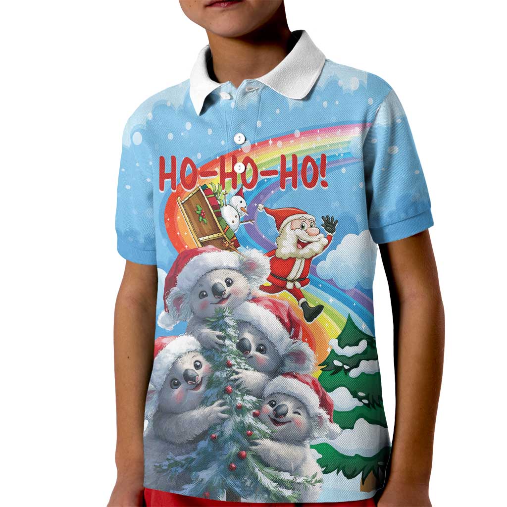 Personalised Australia Koala Christmas Kid Polo Shirt Santa Claus Ho Ho Ho - Wonder Print Shop